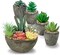 Succulents Plants Artificial Set of 5, Realistic Fake Succulents with Cement Like Pots for Home Office Decoration.